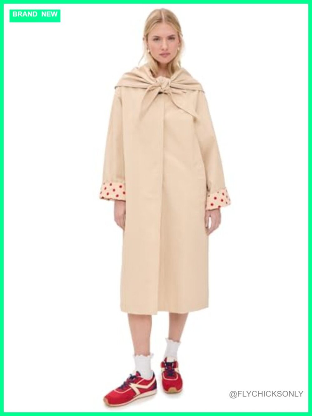 Mid-Weight Twill Trench Coat with Scarf, Kick Pleat, Pockets